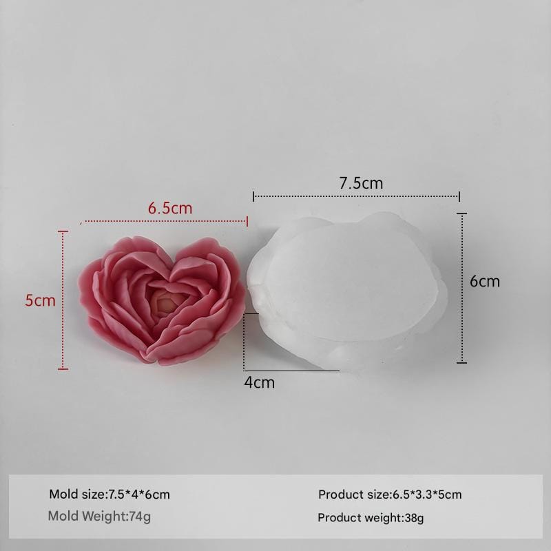 3D Flower Heart Candle Mould HM0052