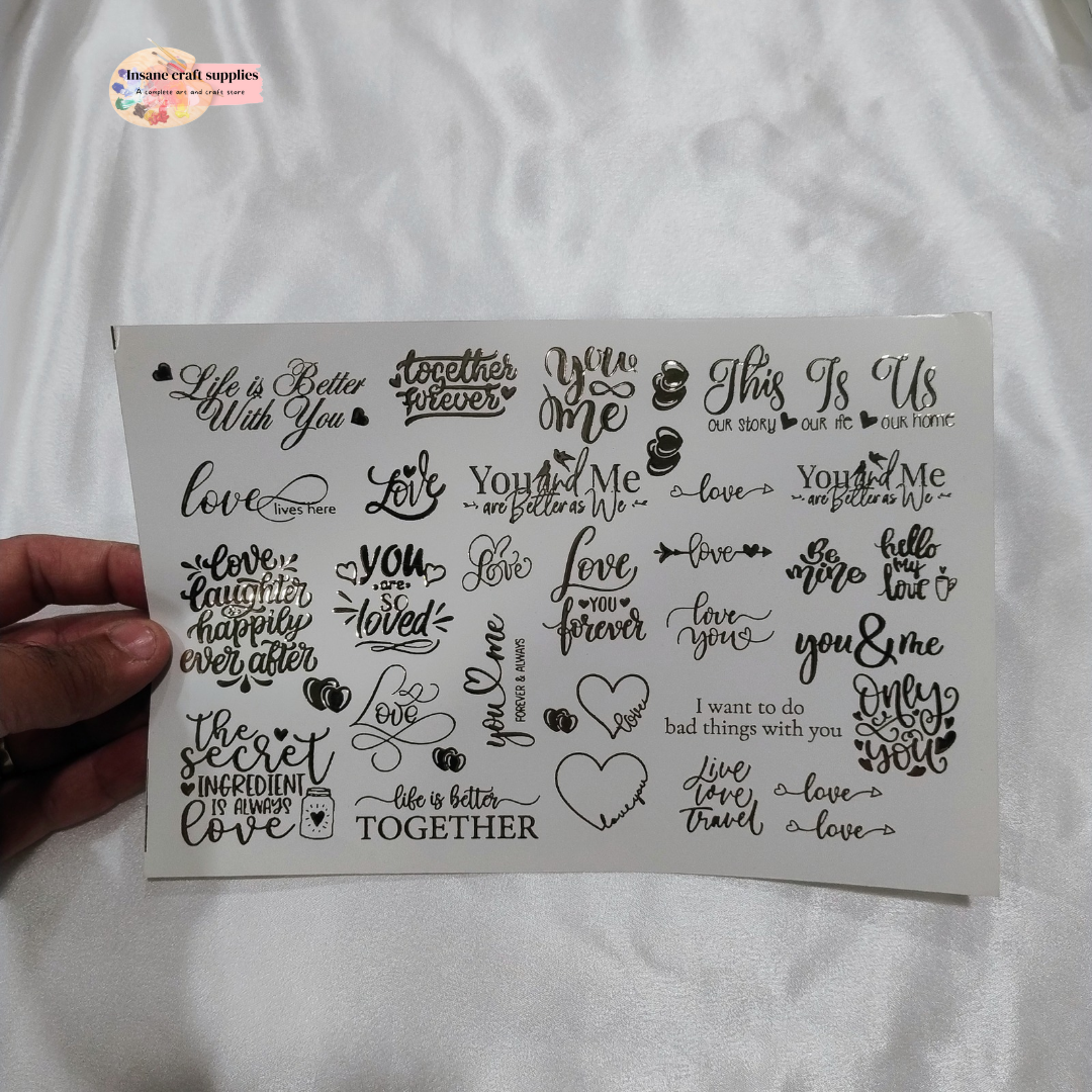 Embossed Sticker Sheet Love Laughter