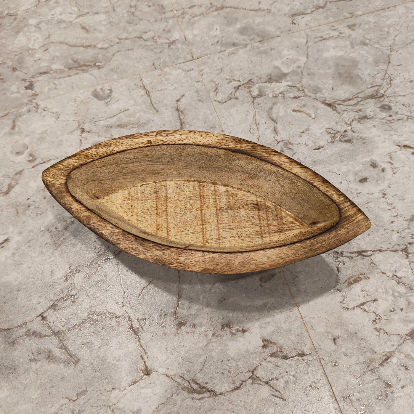Wooden Bowl For Candles-Boat Shape