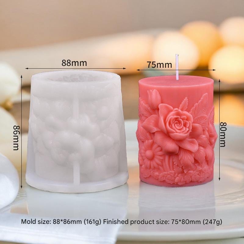 Rose Pillar Succulent Flower Candle Mould HM0256 – insane craft supplies