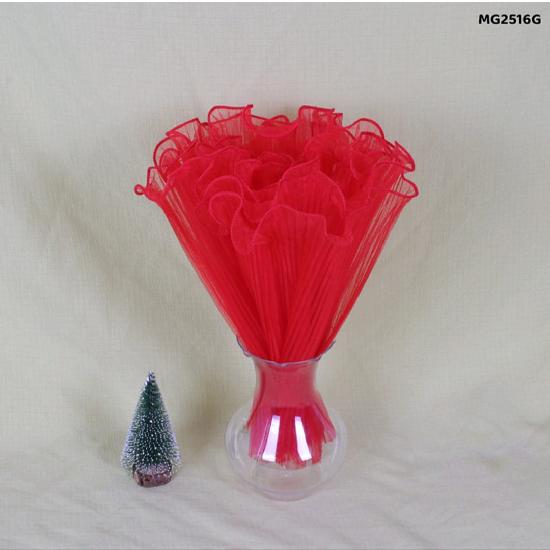 Red Wrapping Bouquet Wrinkled Net 1 Pcs