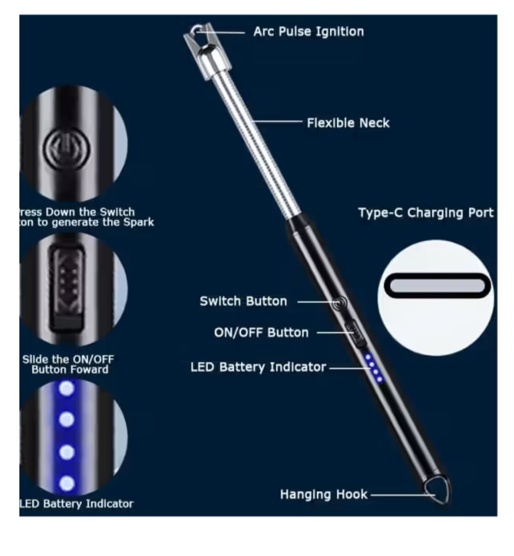 rechargeable lighter
USB arc lighter
flameless candle lighter
long neck kitchen lighter
electric candle lighter
windproof plasma lighter
lighter for jar candles
BBQ utility lighter
candle making supplies
Clozkit lighter