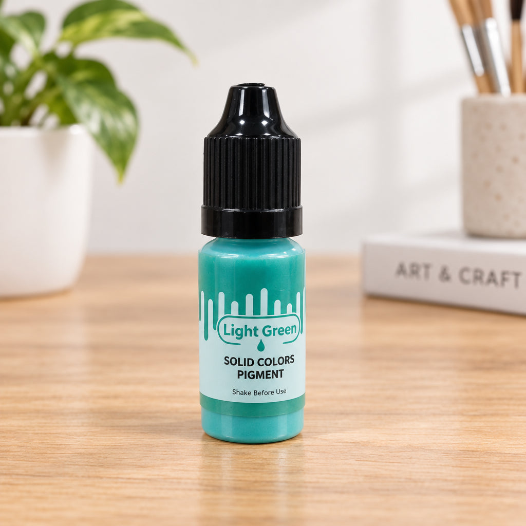 Light green solid color liquid pigment bottle for candle making 10ml