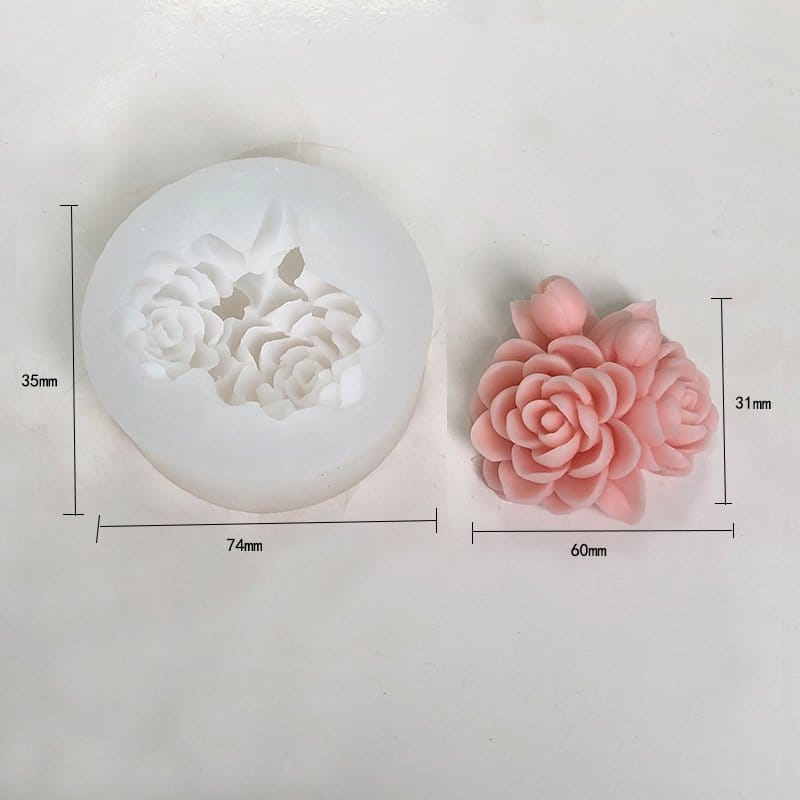 3D Rose Flower Candle Mould HM0187