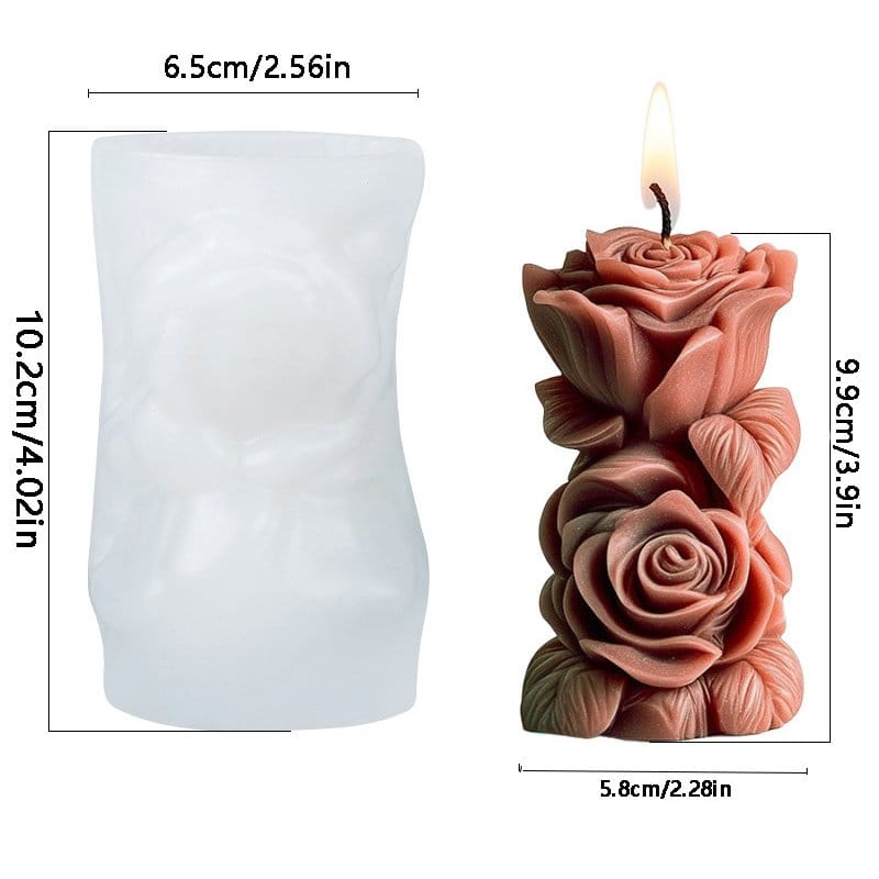 3D Rose Piller Candle Handmade Mould HM0245