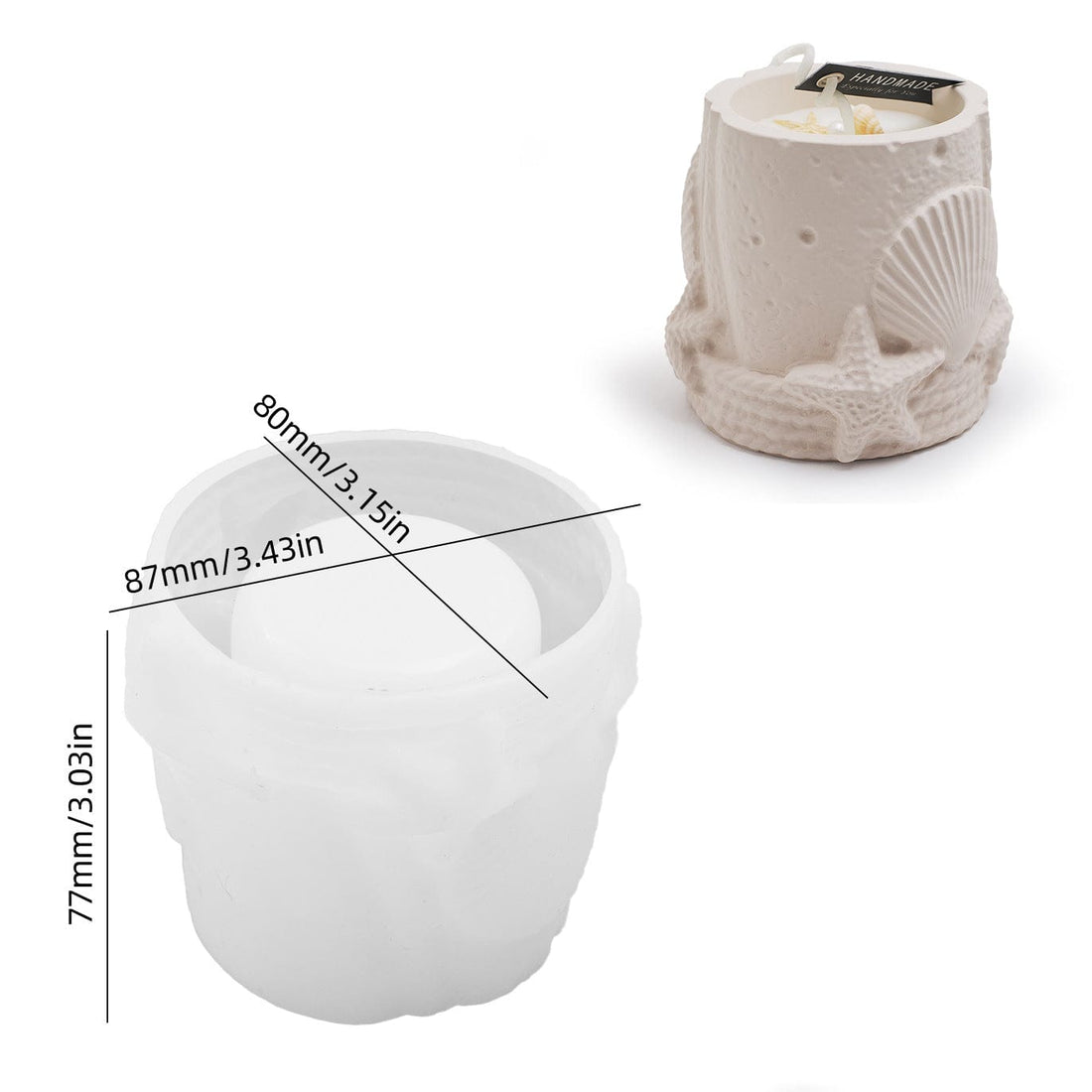 3D Seashell Star Shaped Candle Jar Mould