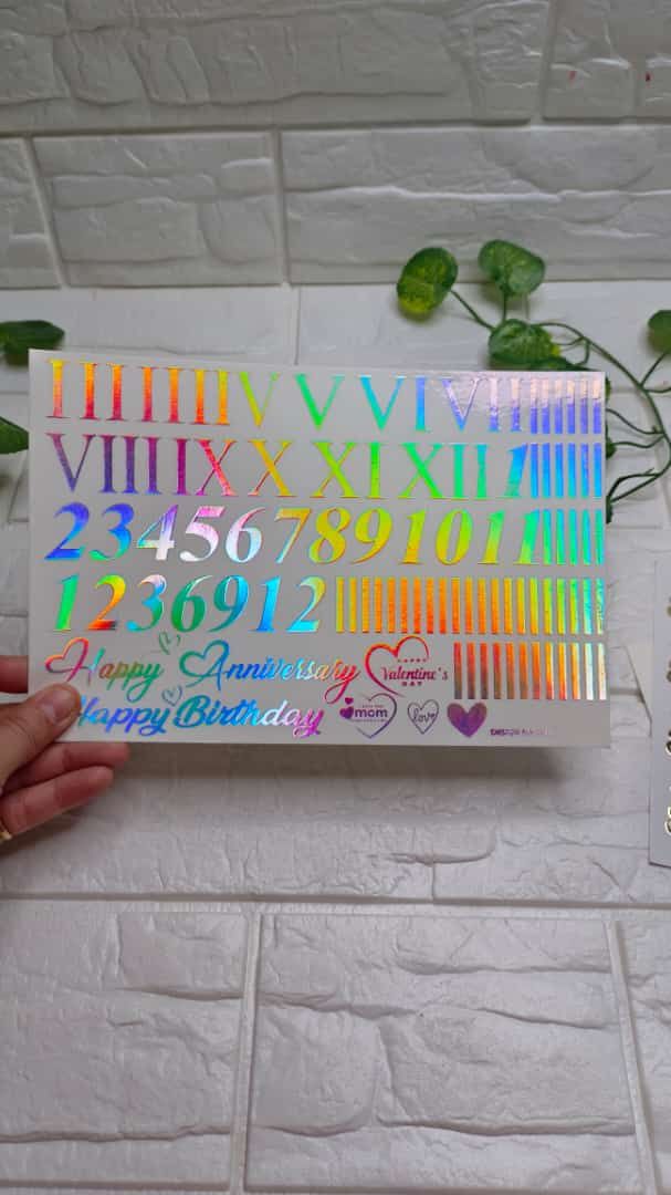 Embossed Sticker Holographic Sheet D34