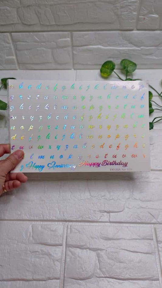 Embossed Sticker Hologhraphic Sheet D11 abcde