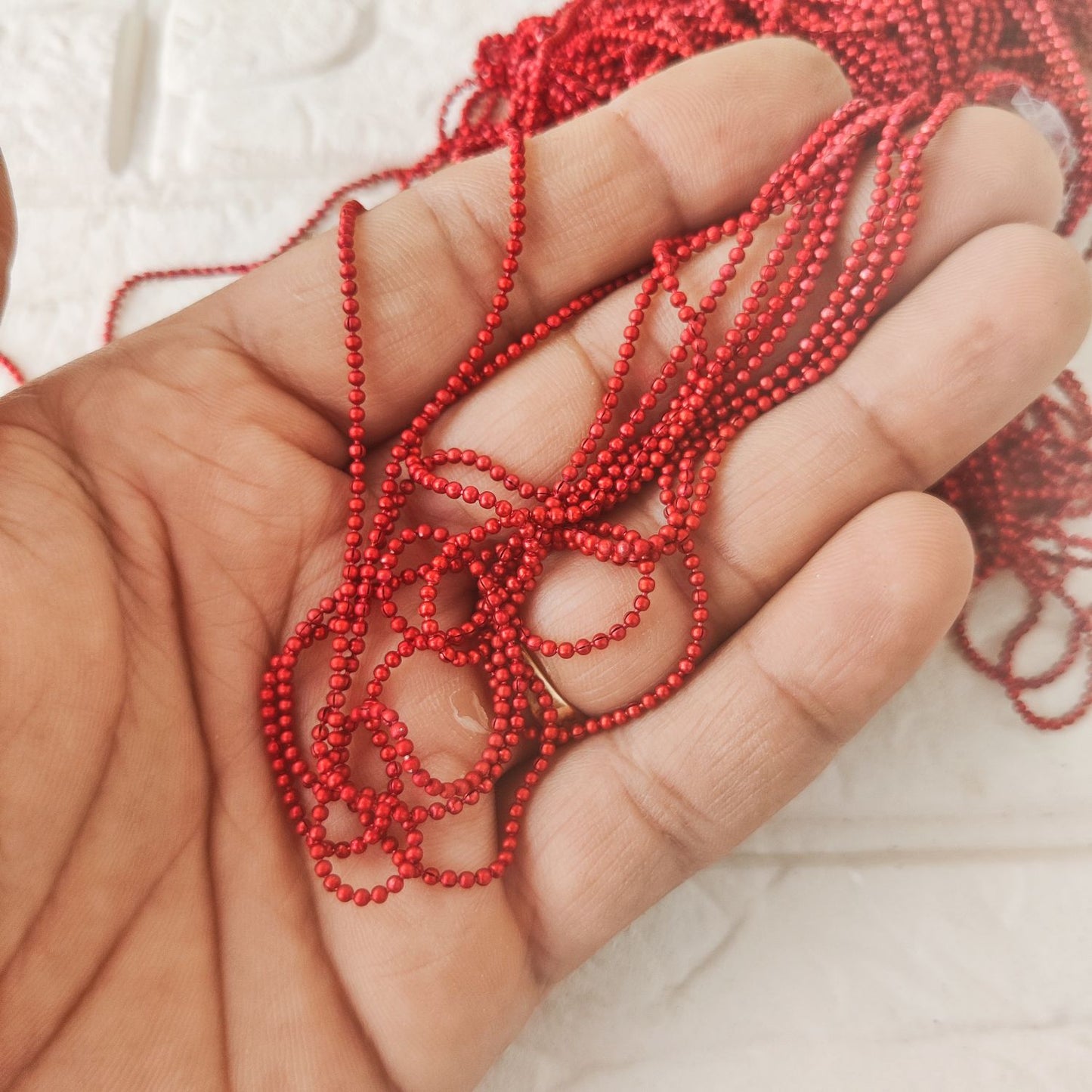 Thin Ball Chain Red Color