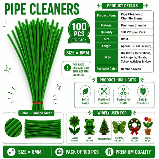 Premium Green Pipe Cleaners (7MM-8MM Approx.)