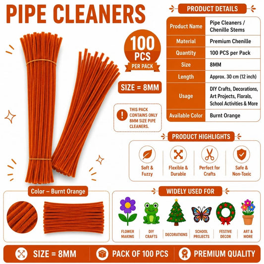 Premium Orange Pipe Cleaners (7MM-8MM Approx.)
