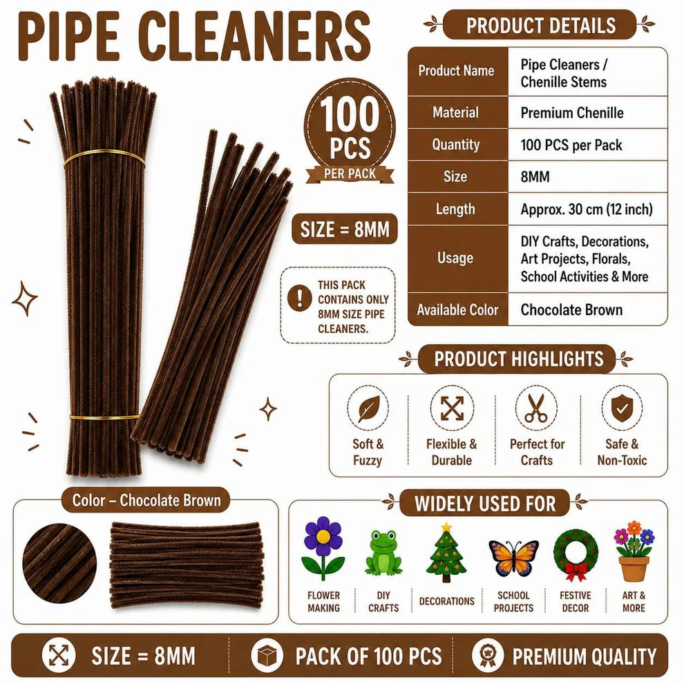 Premium Brown Pipe Cleaners (7MM-8MM Approx.)