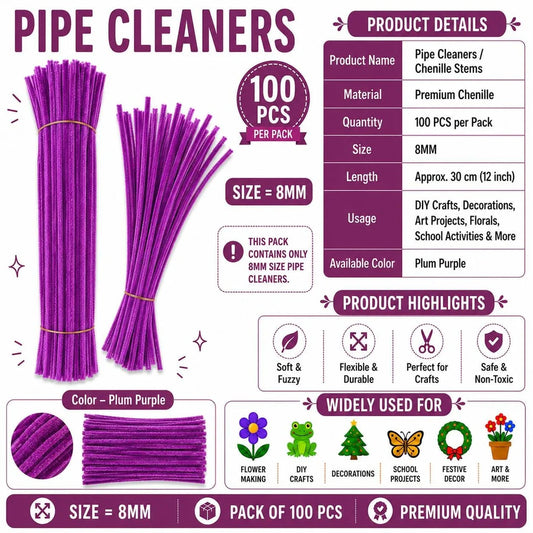 Premium Purple Pipe Cleaners (7MM-8MM Approx.)