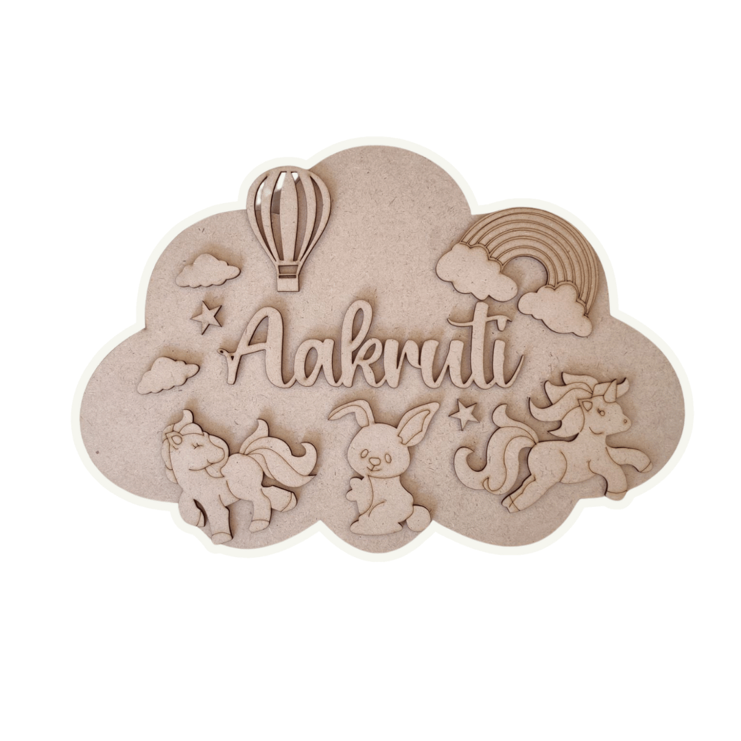 Cloud Theme Kids Nameplate