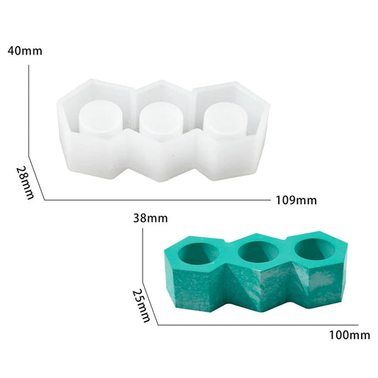 3 Hole Hexagon Candle Holder Mould
candle making material
candle mould
wholesale candle moulds
wholesale candle making material