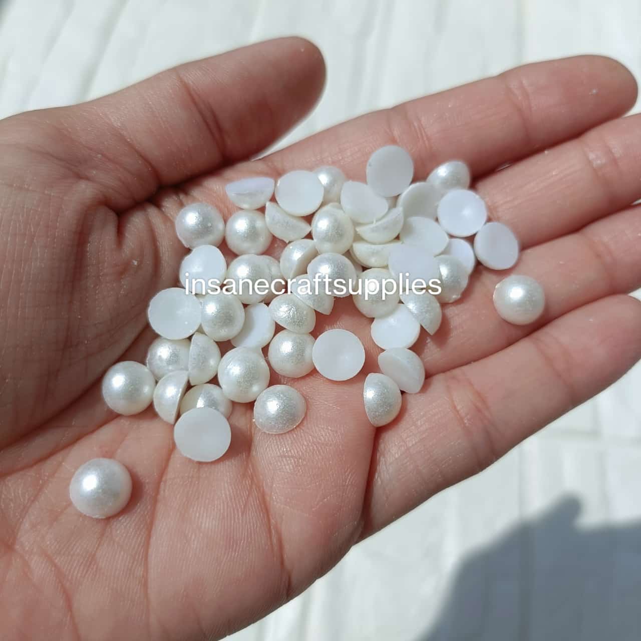 Half Cut Beads white  8mm