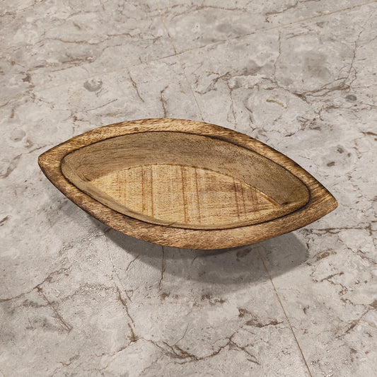 Wooden Bowl For Candles-Boat Shape