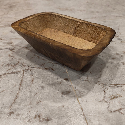 Wooden Bowl for Candles - Rectangle Boat Shape