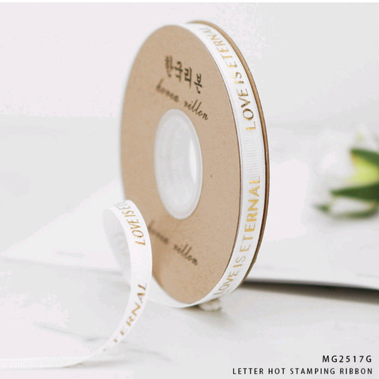 Korea Love Is Eternal ribbon for pipe cleaner flower making 1cm x 30 meter