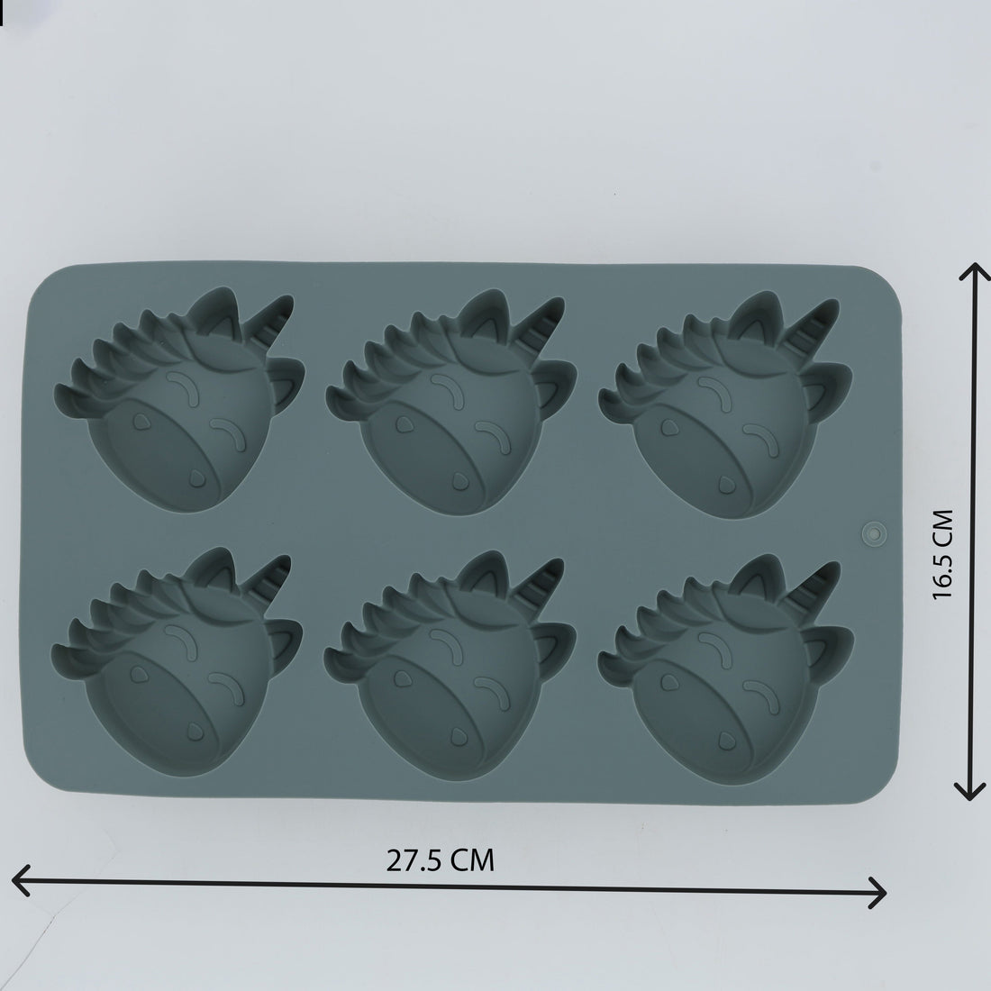 Silicone mold with hedgehog shapes and dimensions on a white background