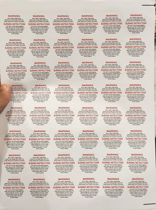 Warning Sticker Sheet White
Candle Warning Sticker Sheet White