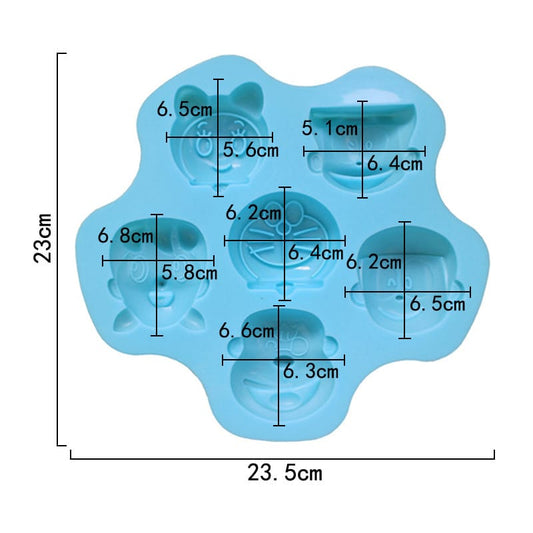 6 Cavity Doraemon Anime Character Face Mould for DIY Concrete Art, Resin Crafts, Soap Making & Cake Making Silicone Mould