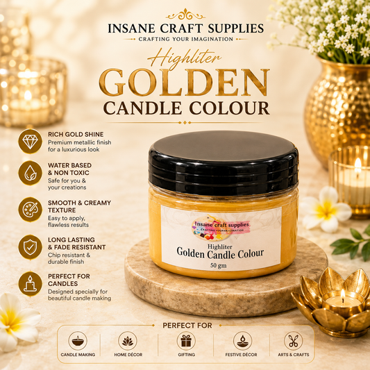 Insane Craft Supplies Golden Candle Highlighter Colour Paint 50g Jar on Marble Stand