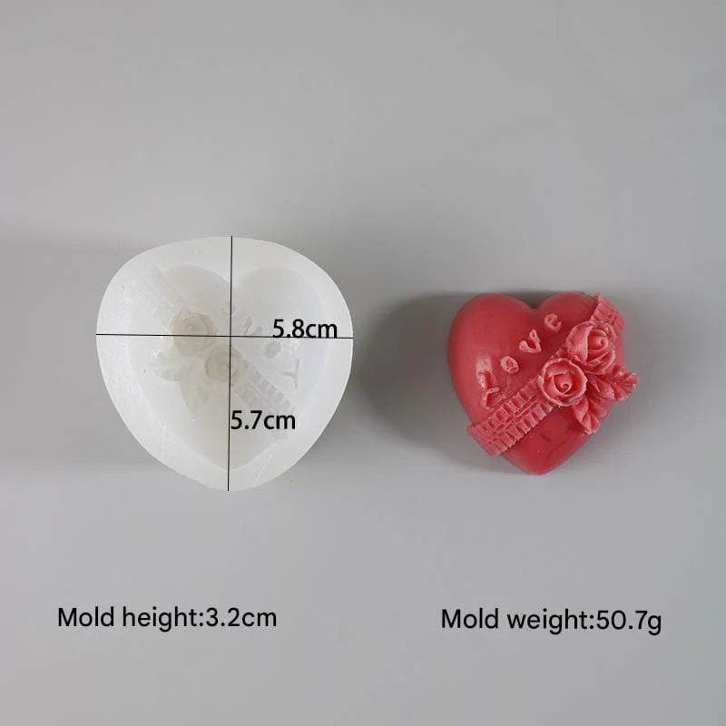 3D Floral Bow Heart Soap & Candle Handmade Mould HM0021