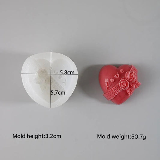 3D Floral Bow Heart Soap & Candle Handmade Mould HM0021