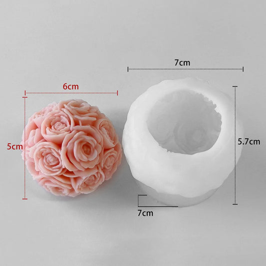 3D Rose Ball Candle Mould HM0249