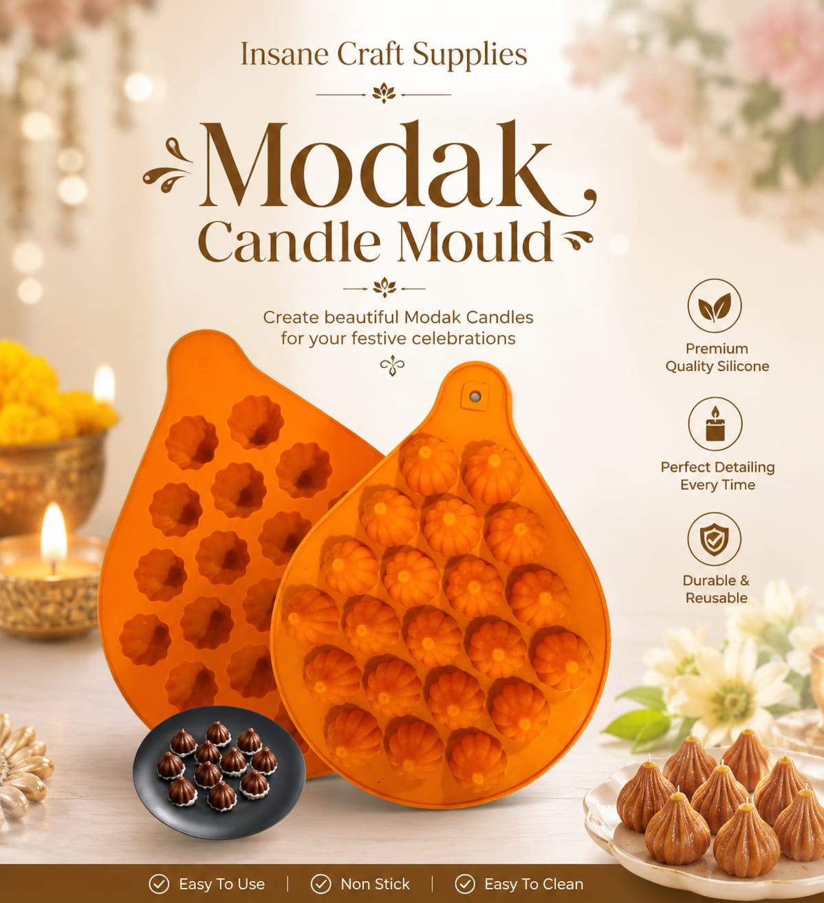 Mini Modak Silicone Candle Mould for Candle Making