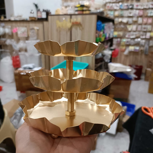3 Tier Metal Urli for Candle Decoration & Home Decor