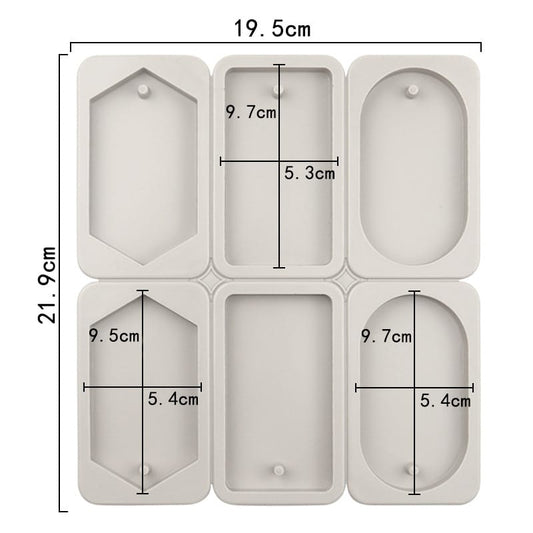 6-Cavity Rectangle & Oval Hanging Tag Mould for DIY Concrete Art, Scented Wax Sachets, Resin Crafts, Soap Making & Cake Making Silicone Mould