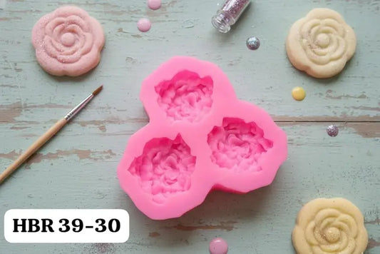 3 Cavity Pink Flower Mould HBR39-30