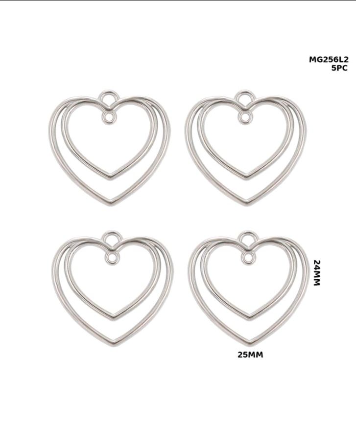 Heart Shape Bezel 1 pc Silver