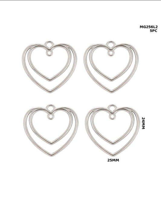 Heart Shape Bezel 1 pc Silver