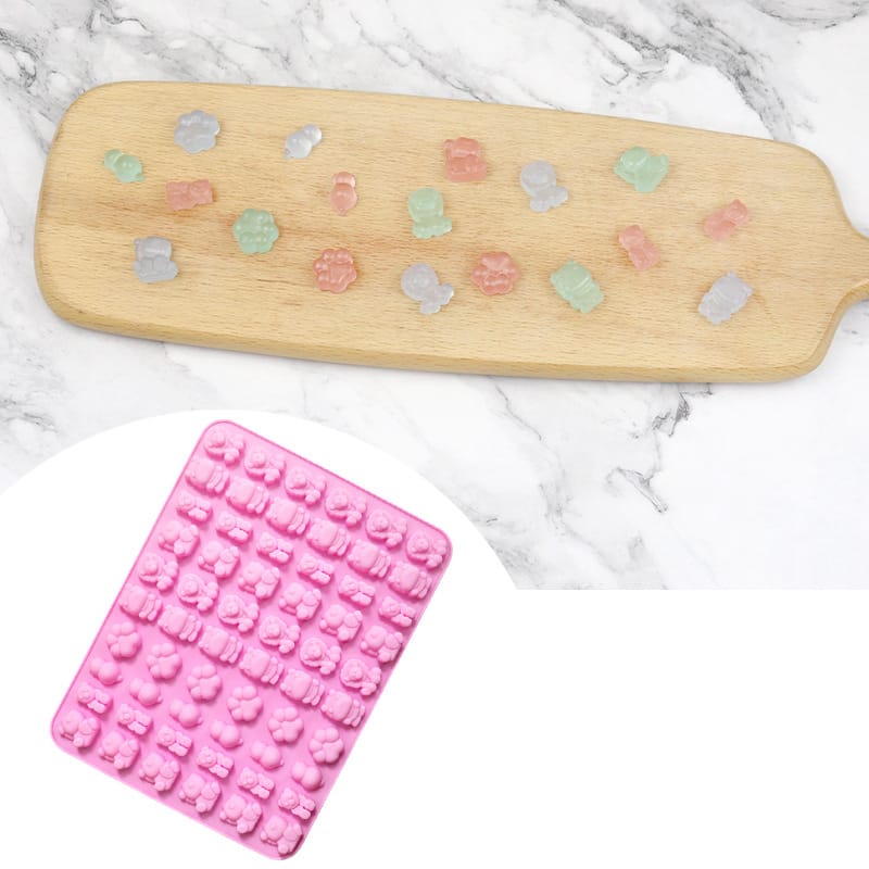 60 Cavity Mini Cartoon Animals & Paw Prints Mould for DIY Concrete Art, Resin Crafts, Soap Making & Cake Making Silicone Mould