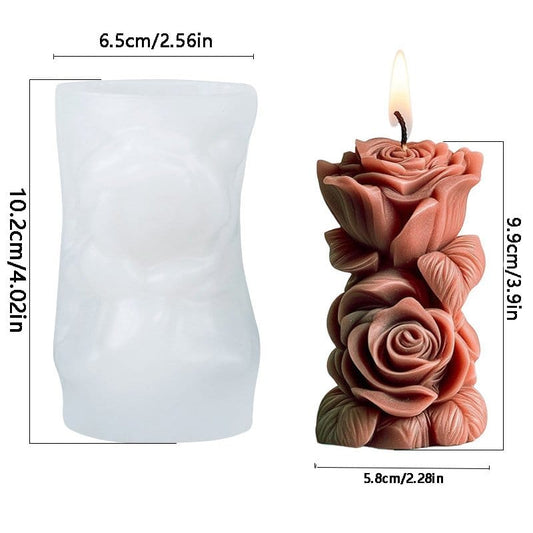 3D Rose Piller Candle Handmade Mould HM0245