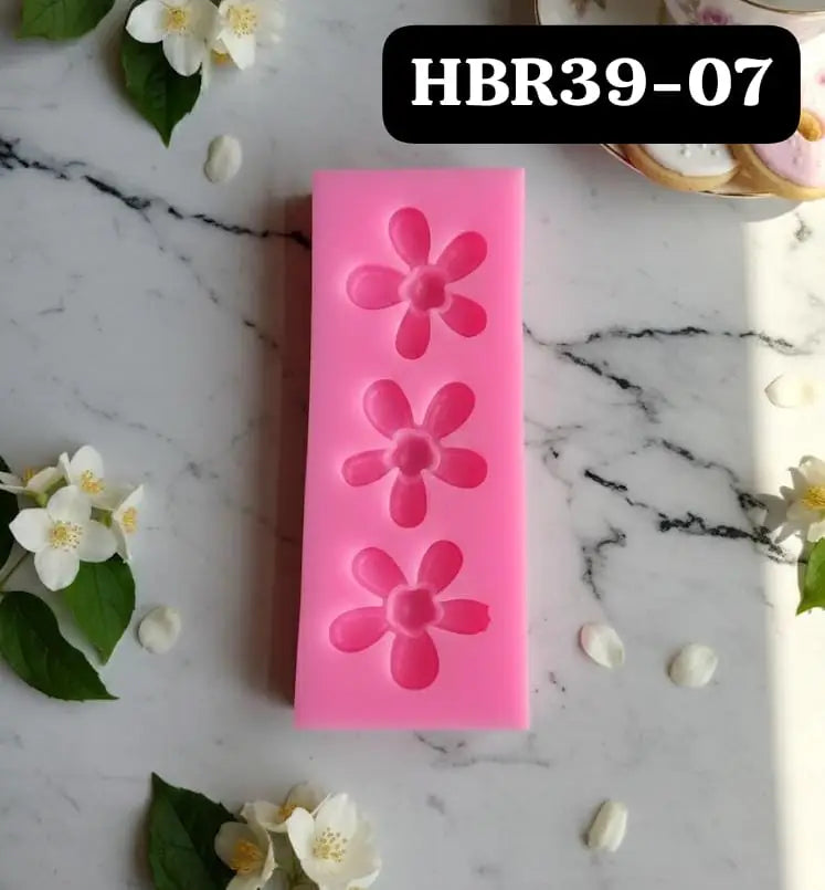 3 Cavity Pink Flower Mould HBR39-07