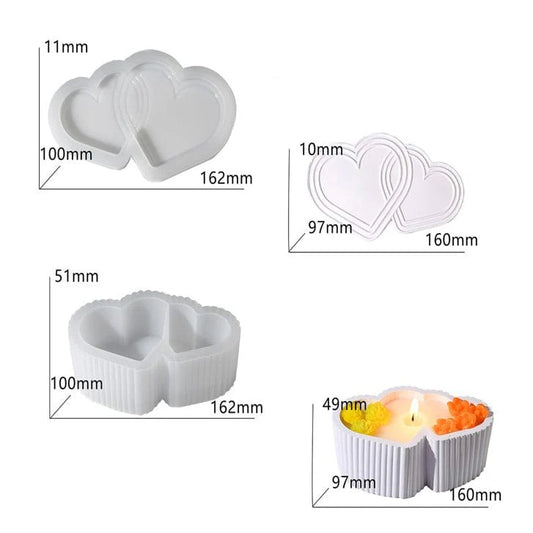 Double Heart Storage Box Mould  SM0894